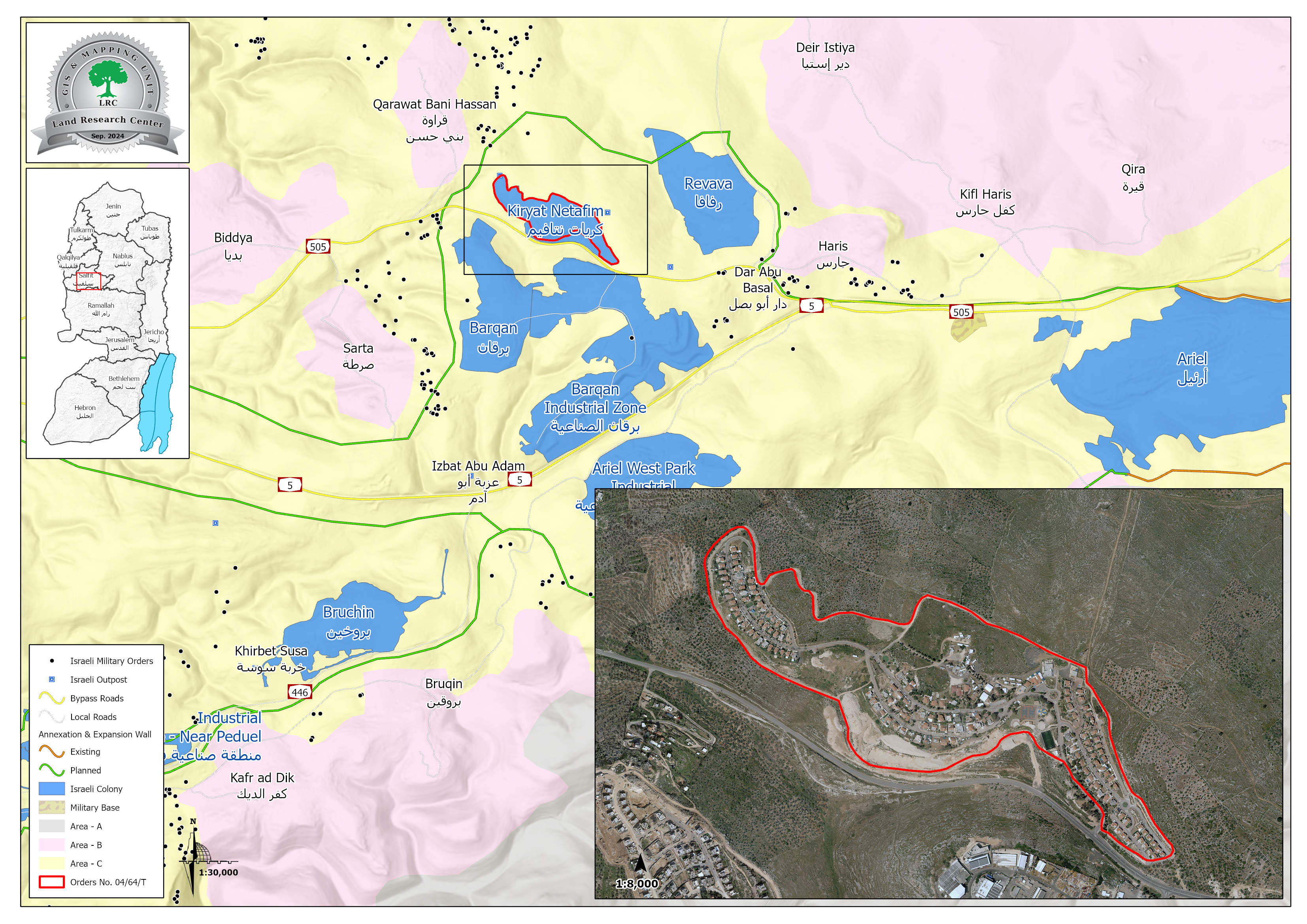 To expand the boundaries of the "Kiryat Netafim" settlement- The occupation issues an order to seize lands belonging to the villages of Haris and Qarawat Bani Hassan in the Salfit Governorate | LRC