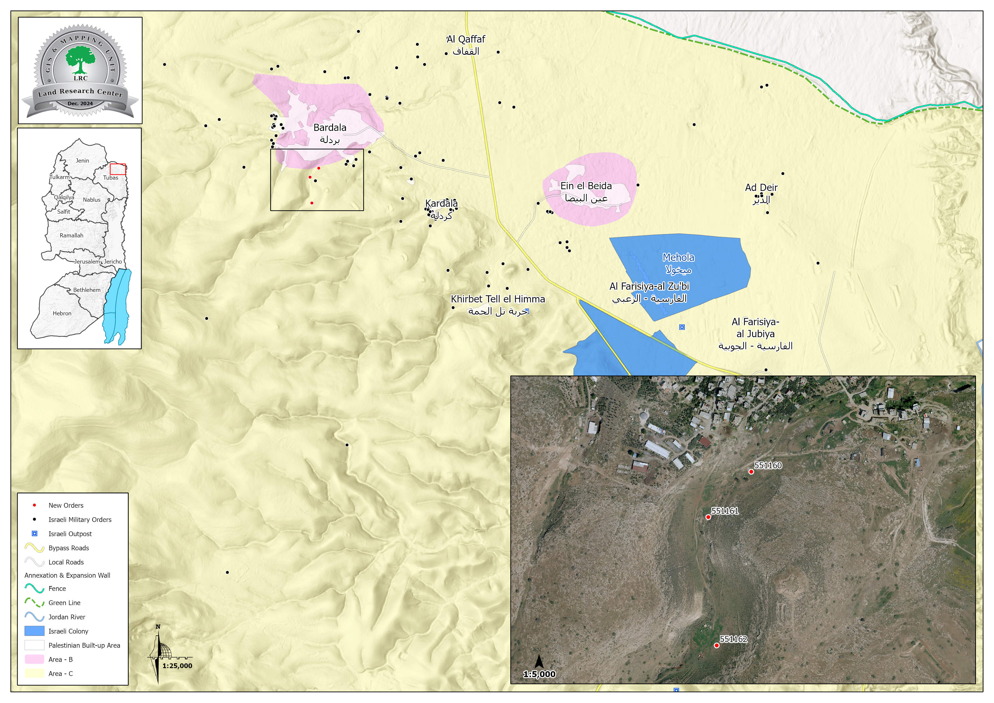 Halt of work notice for an Agricultural Facilities in Bardala village / Tubas Governorate | LRC