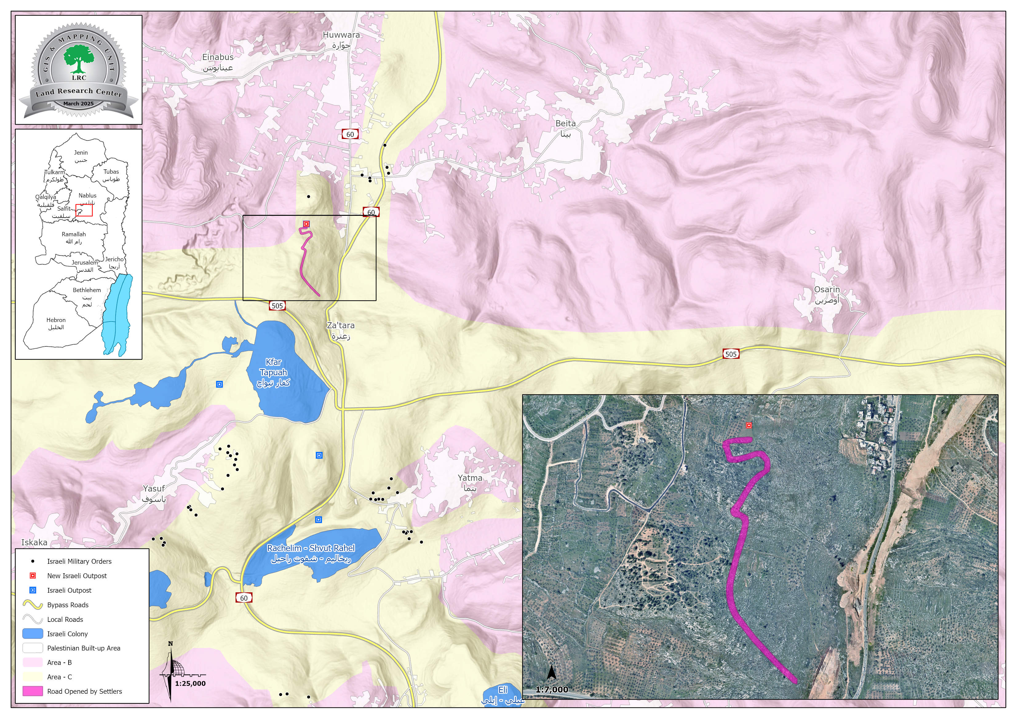 Colonial road construction ….. settlers are leveling forests in’ Ras Zaid’ area, southwest of Huwwara/ Nablus governorate | LRC