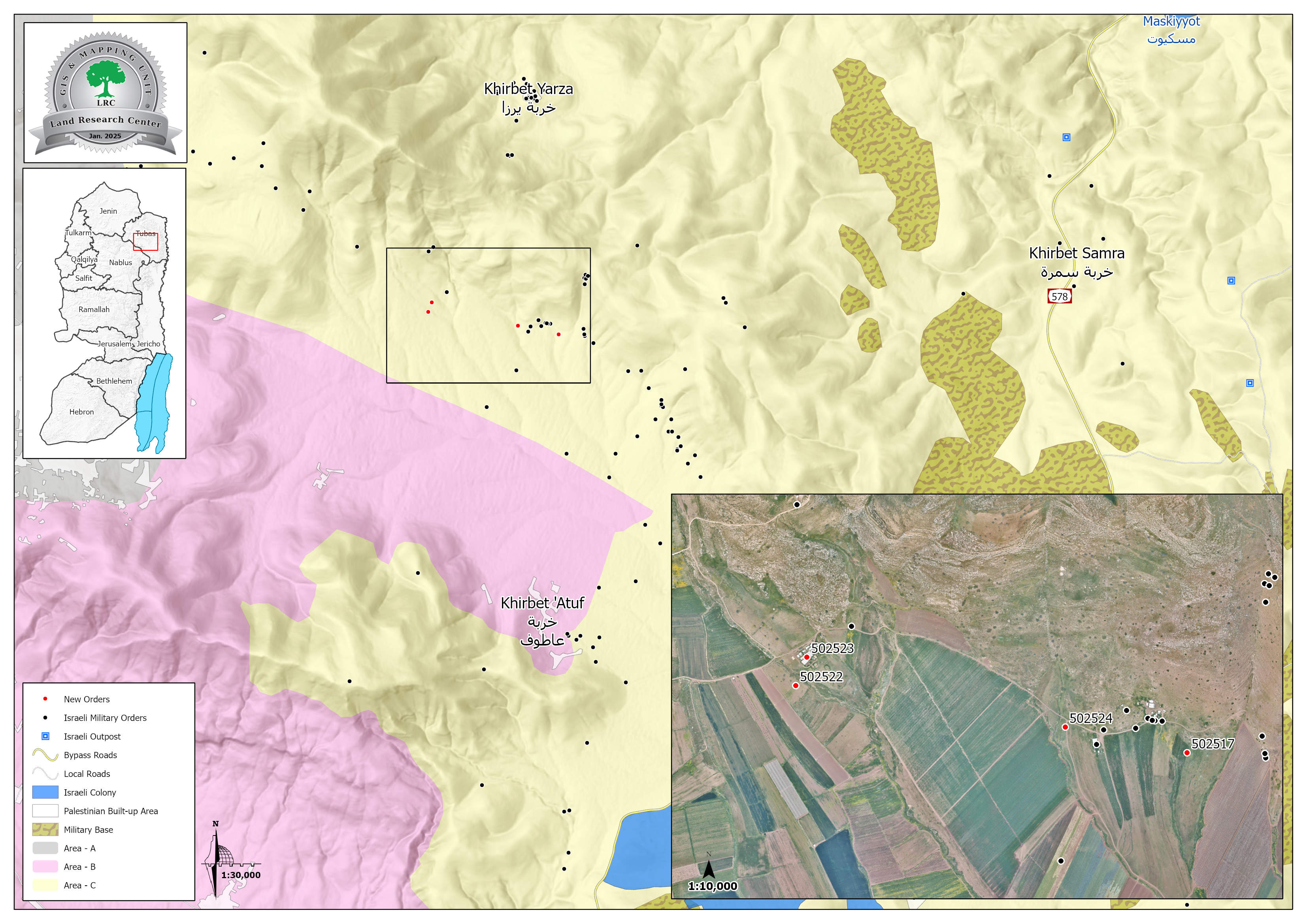 Work and Construction Stop Orders for Residential and Agricultural Facilities in Khirbet ar Ras al Ahmar East of Tubas | LRC