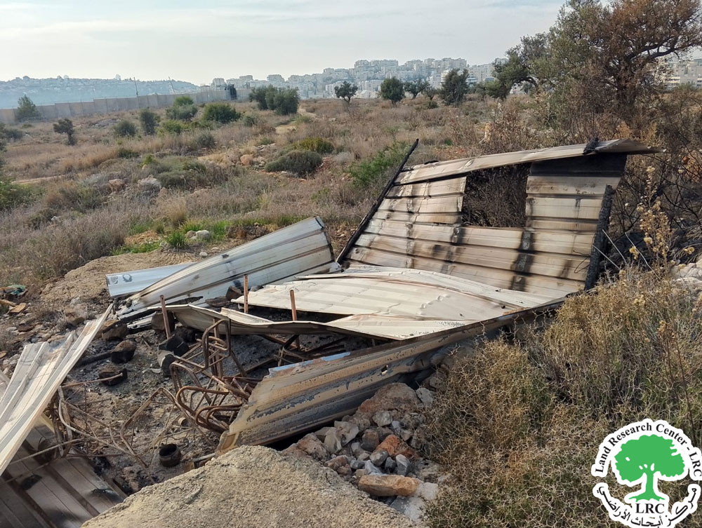 Occupation Army Burns Agricultural Room and Destroys Farming Pergola in Bil'in Village / Ramallah Governorate | LRC