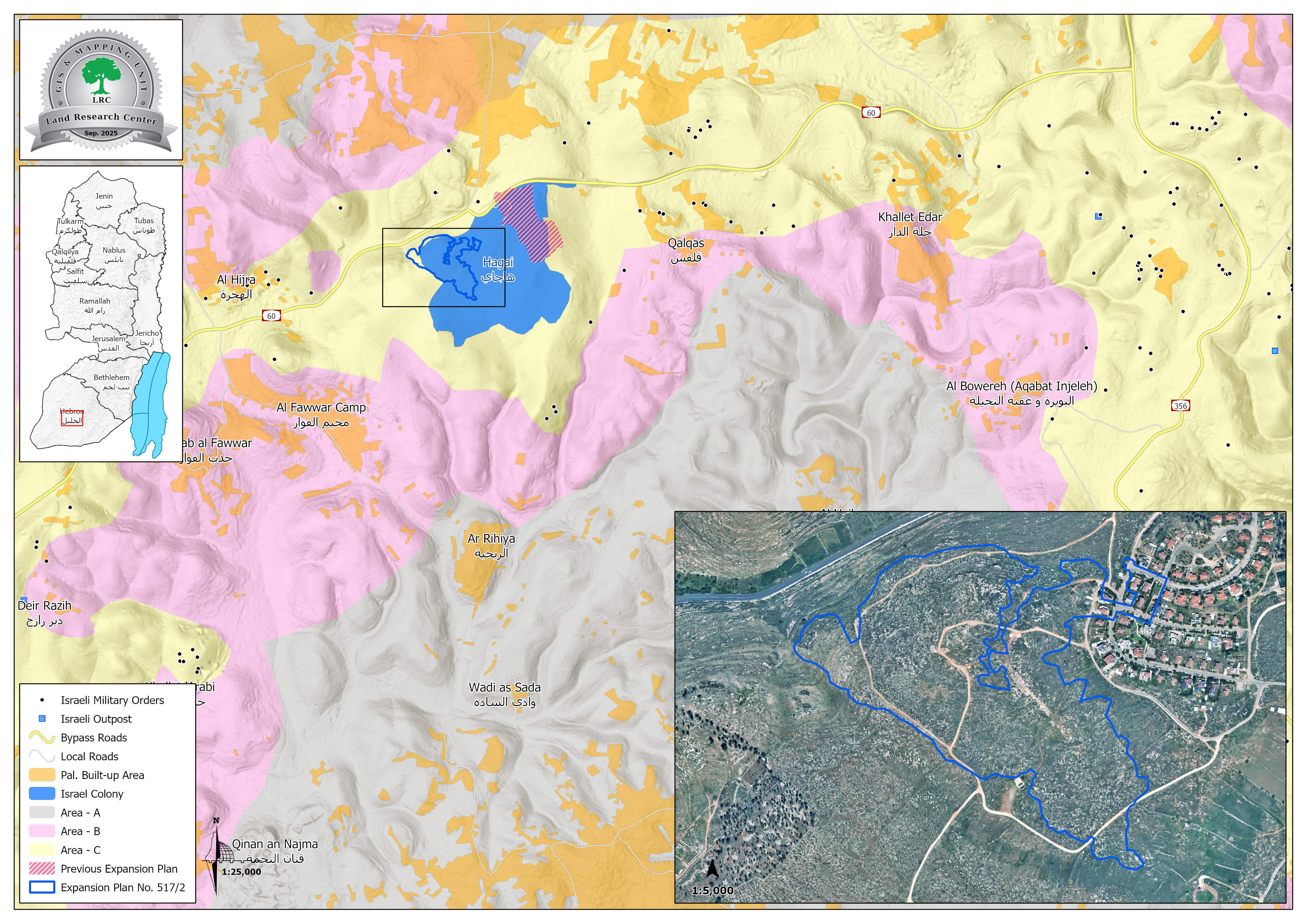 تجريف قطعة أرض وإقامة بؤرة استعمارية عليها في قرية الريحية جنوب الخليل | LRC