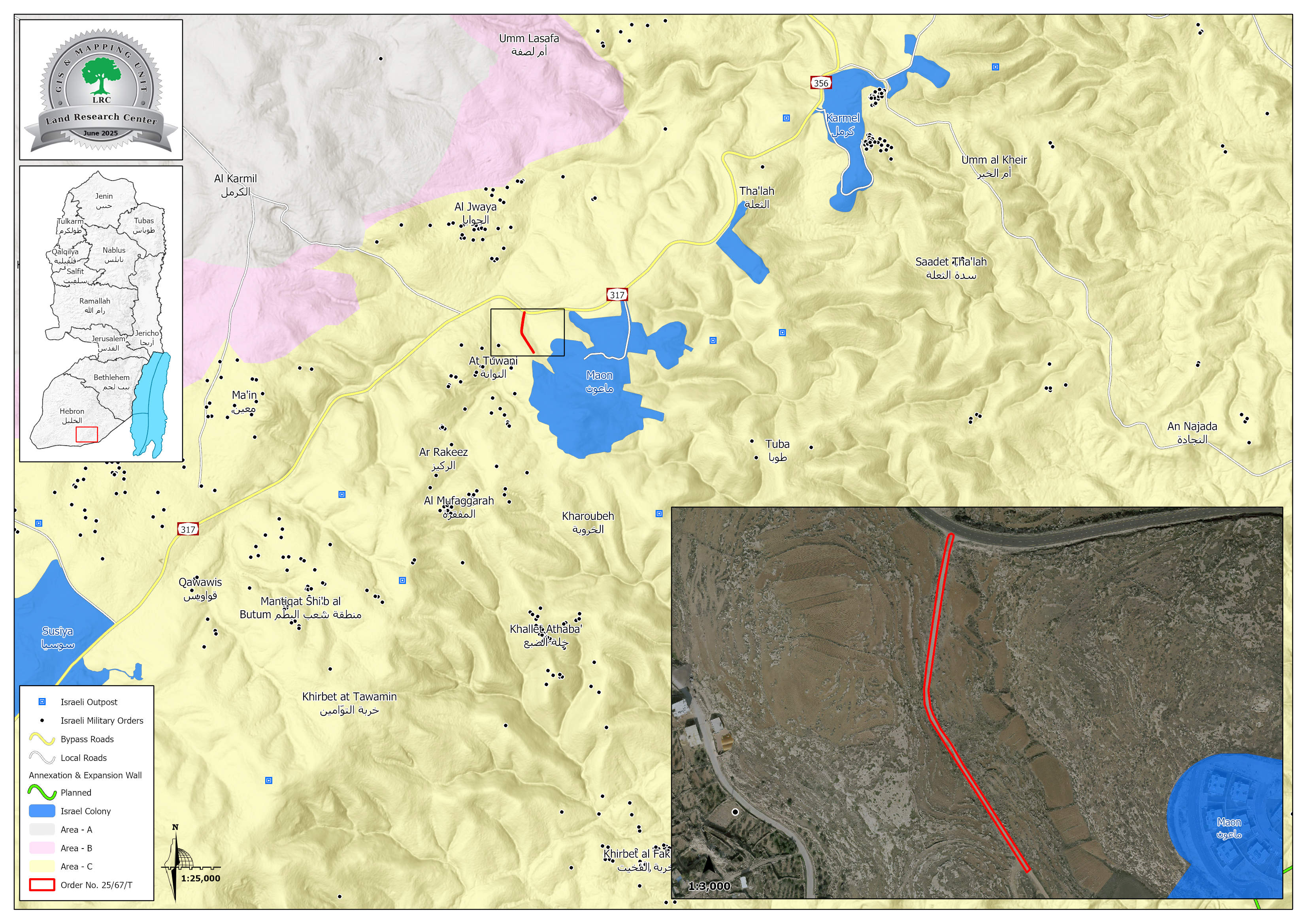 لخدمة مستعمرة " ماعون" أمر بشأن وضع اليد على طريق زراعي في خربة الثعلا شرق يطا جنوب الخليل | LRC
