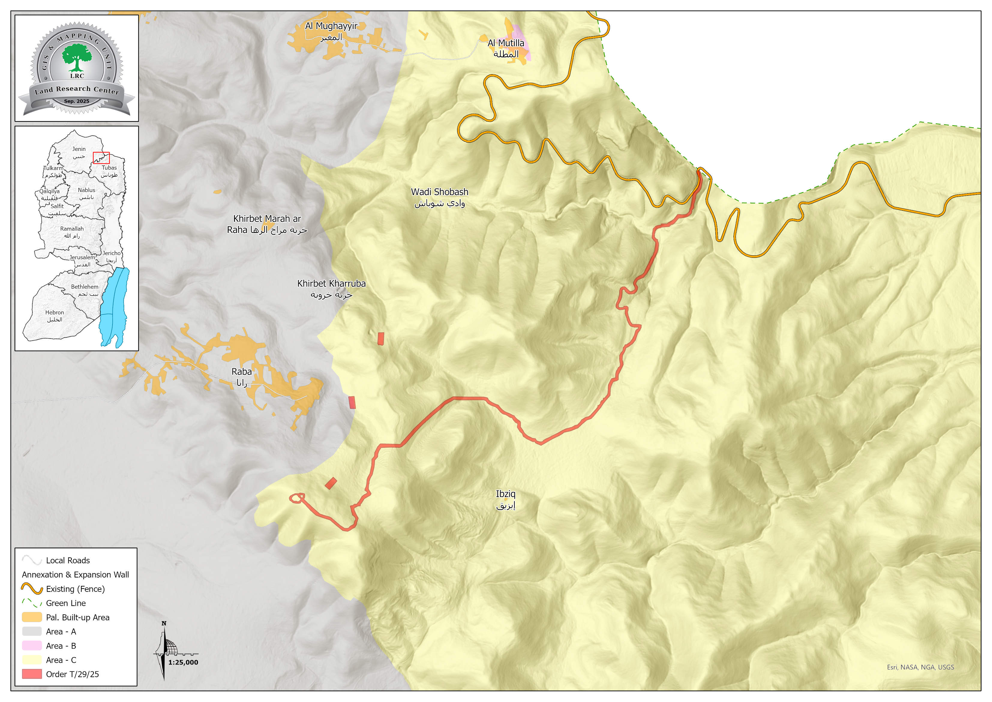 الاحتلال يخطر بتعديل مسار الطريق الاستعماري المنفذ على أراضي قرية رابا شرق جنين | LRC